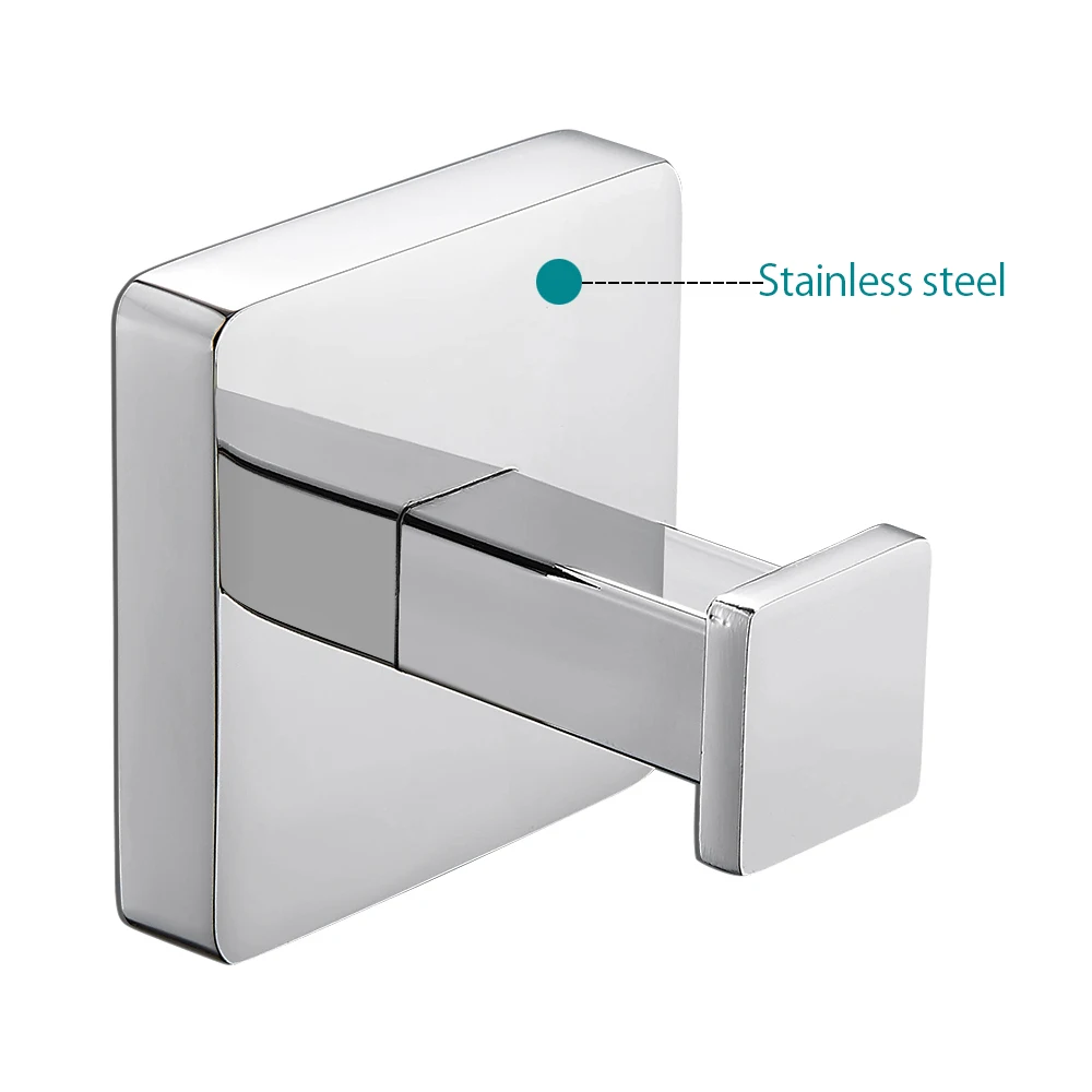 

Modern Stainless Steel Bathroom Towel Robe Coat Hook Square Mounted Wall Hooks Bath Room Hardware Accessory