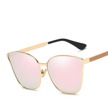 

New Big Frame Cat Eye Personality Female Anti-uv Diamond Insert Sunglasses Brand Designers Design High-end Female Sun Glasses