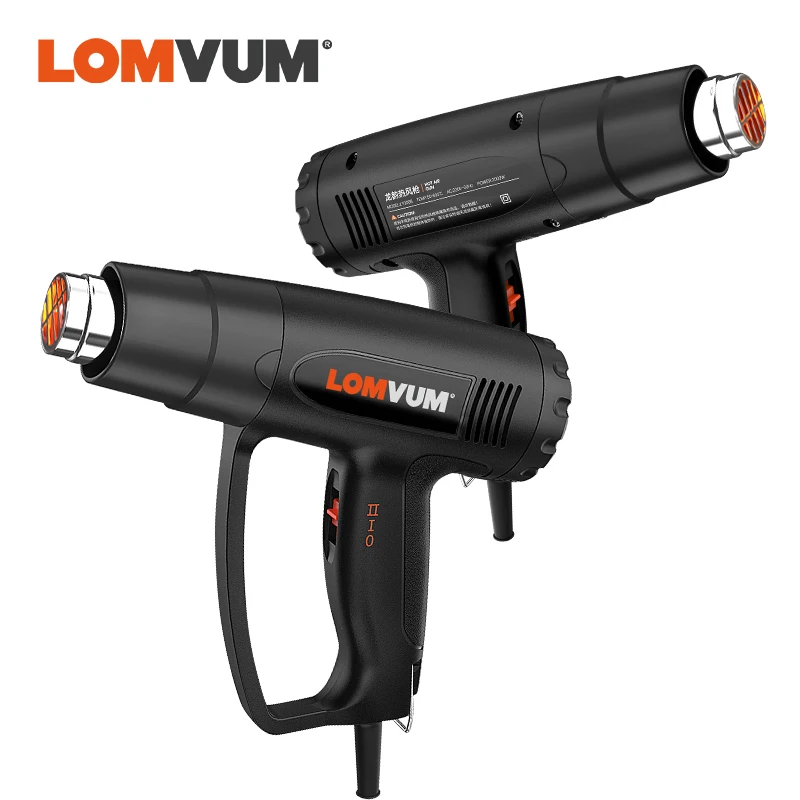 LOMVUM 2500 Вт цифровой электрический тепловой пистолет фен с контролем температуры ЖК-дисплей с тремя насадками фен для пайки