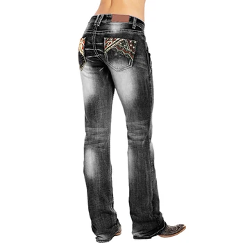

New 2020 Women Summer Jeans High Waist Casual Trousers Straight Denim Embroidered Streetwear Wild Split Wide Leg Long Pants