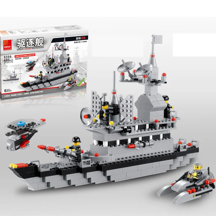 

Small Particles Plastic Building Blocks Large Military Destroyer Building Blocks Creative DIY Assembled Children Educational Bui