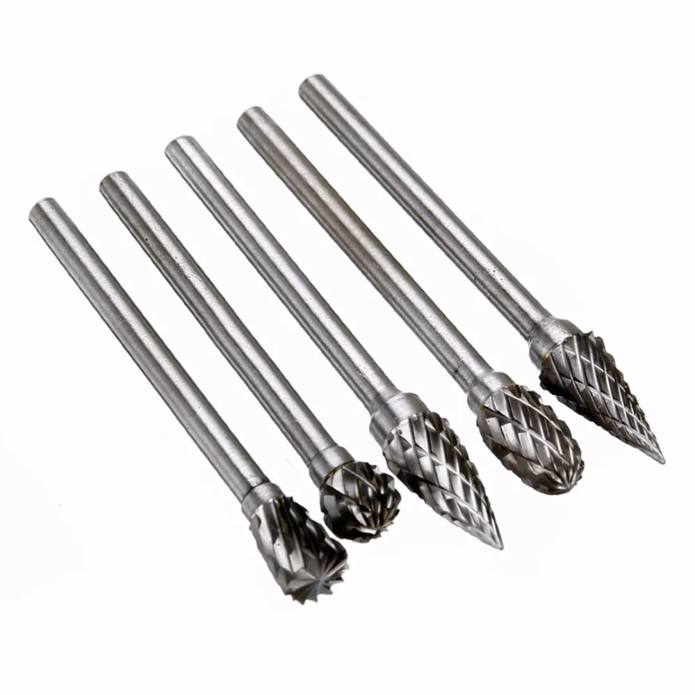 10Pcs 1/8" 3mm Shank Tungsten Carbide Burr Bits Rotary Cutter Files CNC Engraving Tool Set For Woodworking Rotary Tools