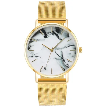

2020 Hot New Ms Steel Belt Big Dial Lady Fashion Simple Watch Quartz Marble Surface