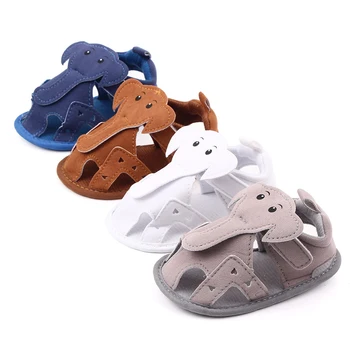 

Baby Boy Sandals Girl Canvas Elephant Animal Cotton Soft Anti-Slip Sole Toddler Crib Baby Shoes Sandals Blue White Brown Gray a