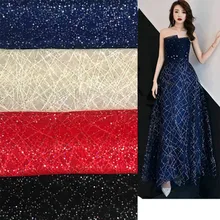 1 ярд Высокое качество африканская кружевная ткань блестки Крест тюль сетка полиэстер пряжа материал нигерийские вечерние платья Одежда Ремесло