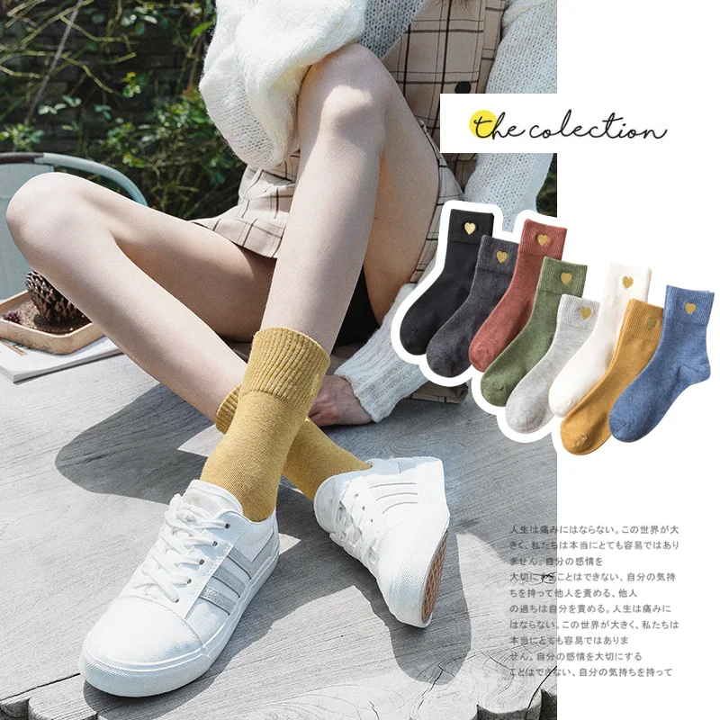 Женские носки с вышивкой Kawaii Harajuku красочные забавные Женские носочки 100 хлопок 1 пара размер 35-39