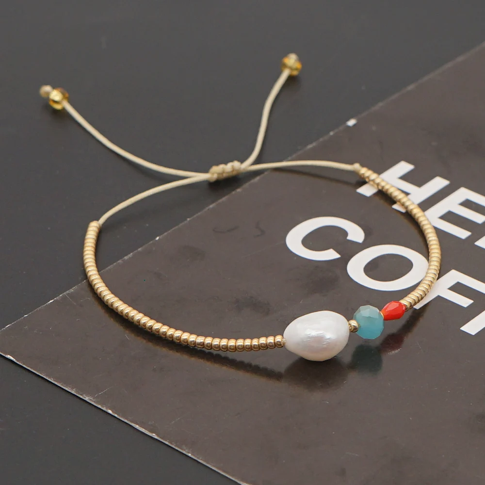 Bracelet Jewelry Go2Boho Freshwater Pearl Bracelet for Women Fashion Charm Braclet Golden Beaded Bracelets Perlas Femme Bijoux