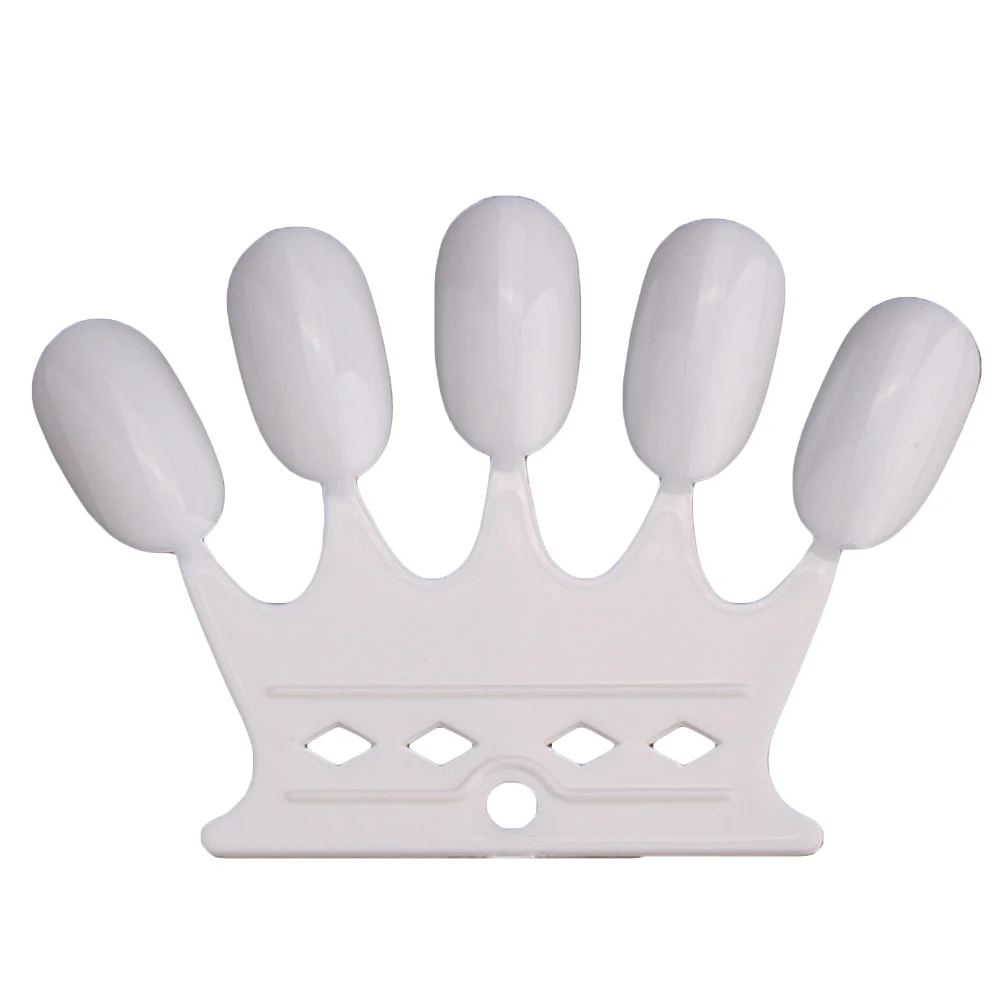 10Pcs Crown Shape Color Card Plate False Nail Tips Practice Stand Organizer Crown Shape Nail Tips Practice Solid Color