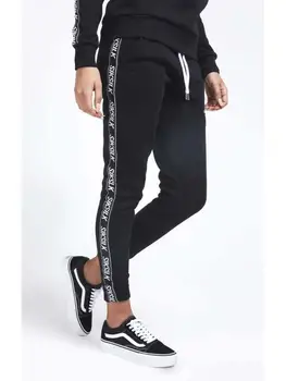 

SikSilk Poly Jogger - Black Womans Sweatpants Stripe