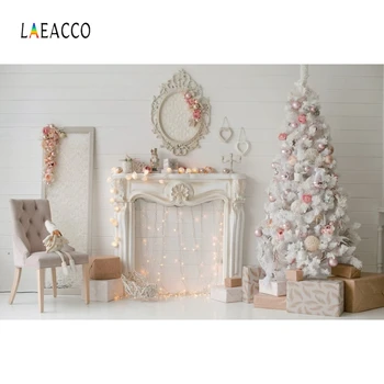 

Laeacco Interior Decor Photophone Christmas Tree Fireplace Gifts Light Photography Backgrounds Photo Backdrops for Photo Studio