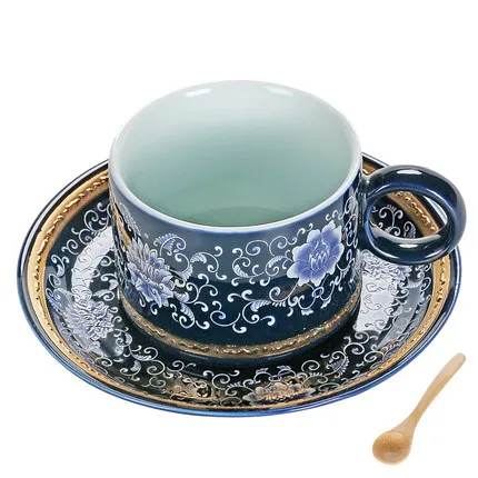Цзиндэчжэнь керамическая латте кофейная чашка набор для дома костяного фарфора чашка с блюдцем Кофе Молоко Черный чай Кружка простая посуда для напитков - Цвет: A