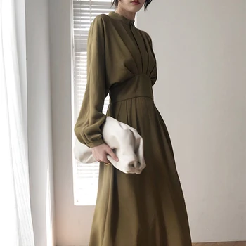 

2020 Spring New Style WOMEN'S Dress French Retro Popular Simple Outfit Long Super Fairy Series Full Body Dress