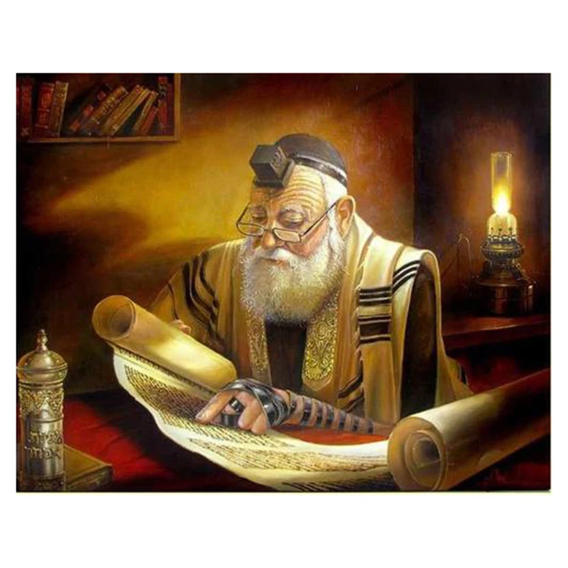 New Arrivals 5D DIY Full Round Diamond Painting Rabbi Reading 3D Embroidery Cross Stitch Rhinestone Mosaic Home Decor Art Y1266 | Дом и сад