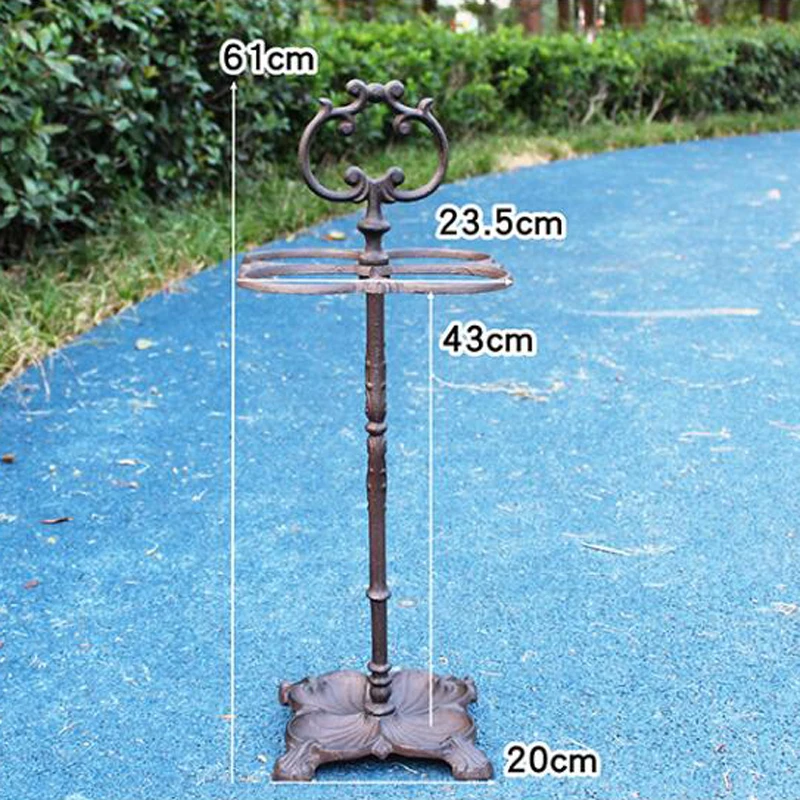 Retro Industrial Cast Iron Umbrella Holder With 4 Storage Circle Antique Rustic Home Lobby Footed Standing Umbrella Storage Rack