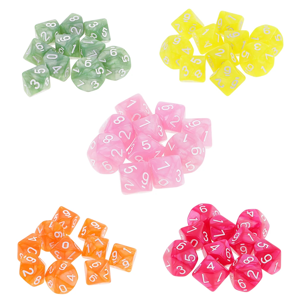 10PCS D10 Polyhedral Dice 10 Sided Dice for  Table Game