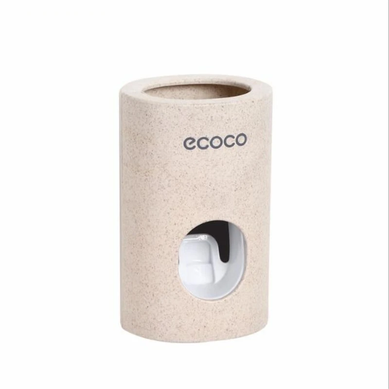 

HOMETREE Automatic Toothpaste Dispenser Wheat Straw Material Toothbrush Holder Anti Dust Wall Mounted Bathroom Accessories H624