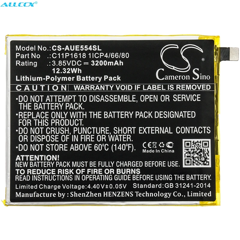 Кэмерон китайско 3200 мА/ч, Батарея C11P1618 1ICP4/66/80 для Asus ZE554KL, ZenFone 4