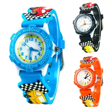

Children Cartoon Car Round Dial Silicone Band Analog Quartz Waterproof Watch kids Watch Girls Boys Students Wristwatches clock