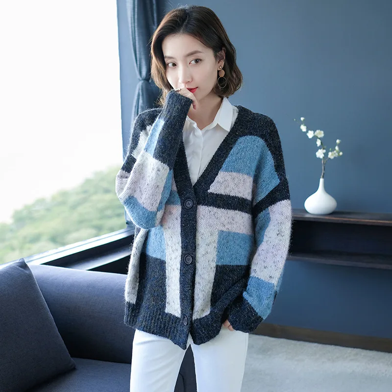 Vintage Fashion Women Cardigans V-Neck Casual Women Sweater Korean Style Knitted Women Spring Clothes sueter mujer 1103-125