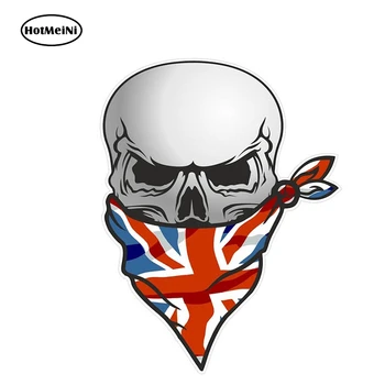 

HotMeiNi 12cm X 8.3cm Gothic Biker Pirate Skull with Face Bandana Union Jack British Flag Motif External Vinyl Car Stickers