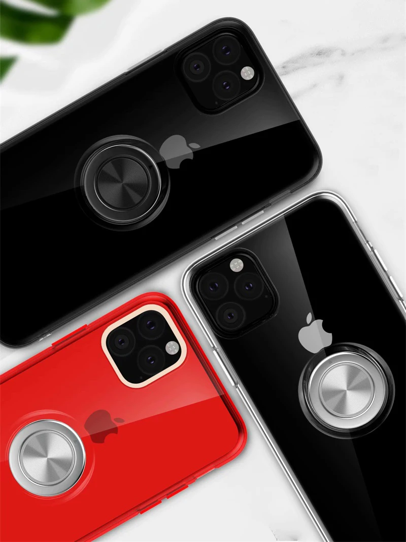 Чехол для iPhone 11 Pro Max, прозрачный чехол для iPhone 11 Pro Max с кольцом на палец, держатель для телефона, прозрачный чехол