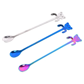 

Coffee Spoon Mini Stainless Steel Cartoon Cat Spoon Long Handle Flatware Coffee Drinking Tools Kitchen Gadget Teaspoons