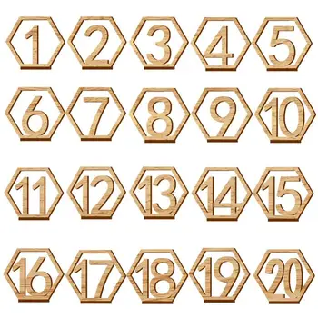 

Professional1-20 Numbers Wood Signs Wedding Hexagon Table Number Wooden Table Numbers Rustic Wedding Engagement Seat Numbers Sig