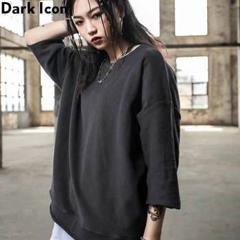 

Dark Icon Solid Color Oversized T-shirt Women Three Quater Sleeve Women's Tshirt 3 Colors