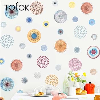 

Tofok Ins Colorful Watercolor Dots DIY Home Wall Sticker Living Room Bedroom Beautiful Wallpaper Decoration Window Door Sticker