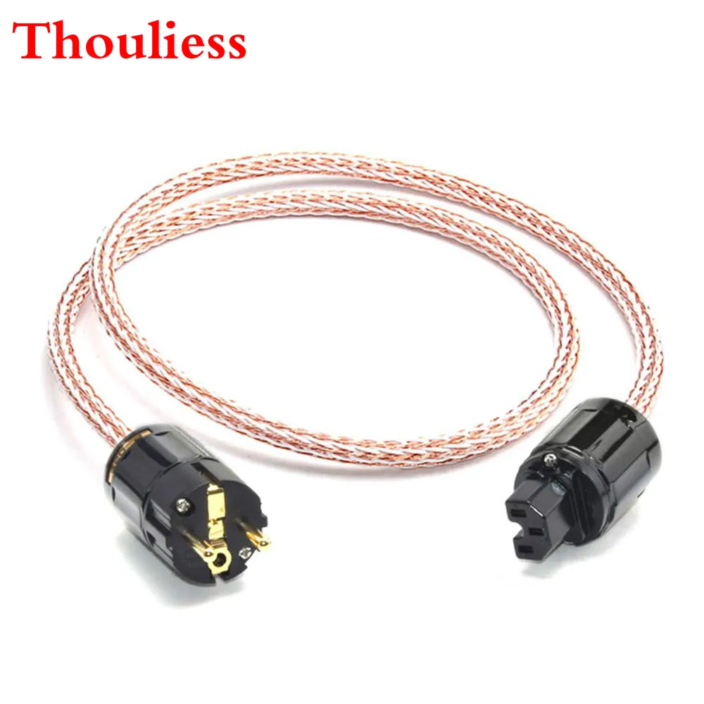 

Thouliess High Quality 7NOCC Hifi TC Audiophile European AC Power Cord Cable Hi-End Schuko EUR US EU Gold plated Power Plug