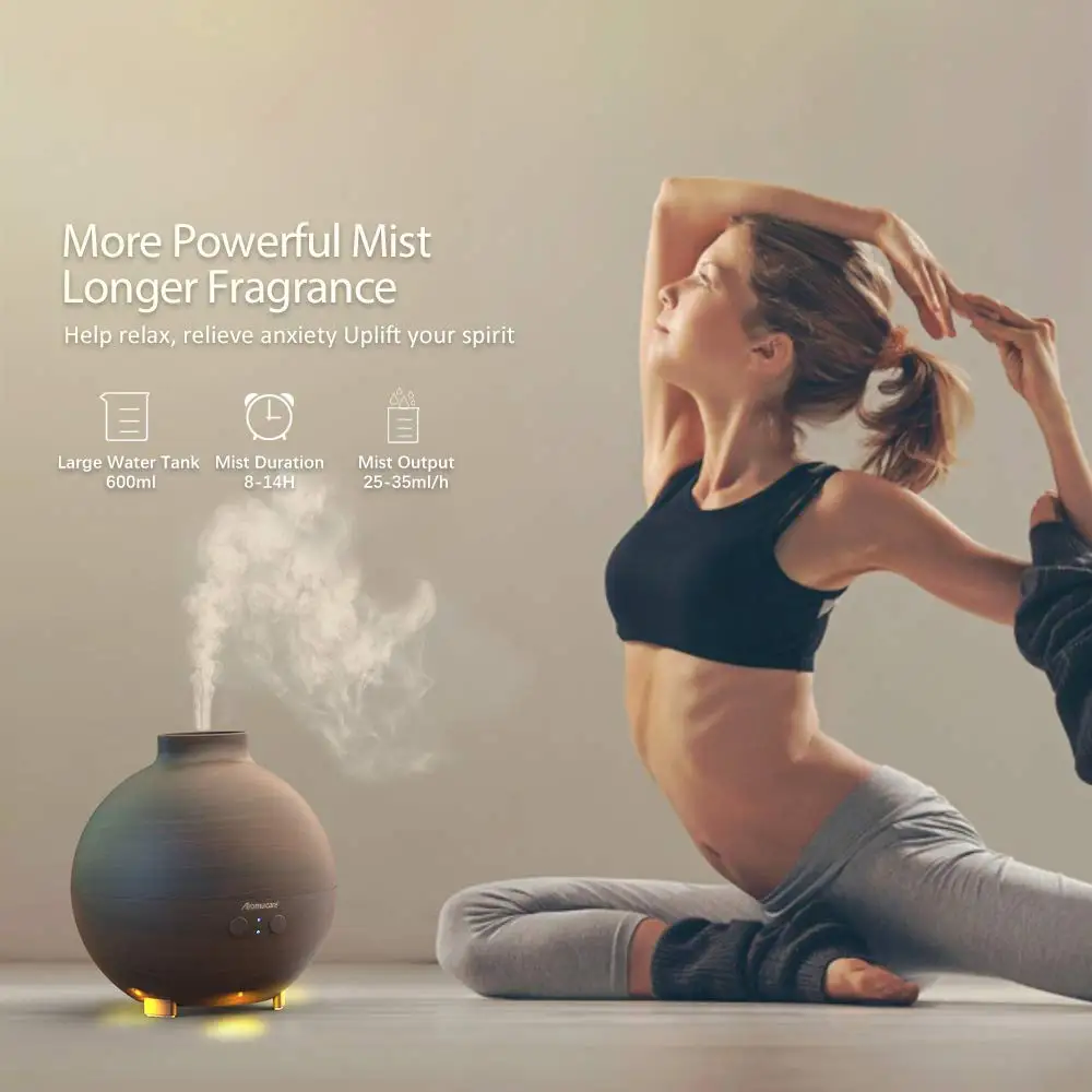600ml Ultrasonic Air Humidifier Diffuser for Babyroom Office Aroma Diffuser for Essential Oil with Aromatherapy Air Purification