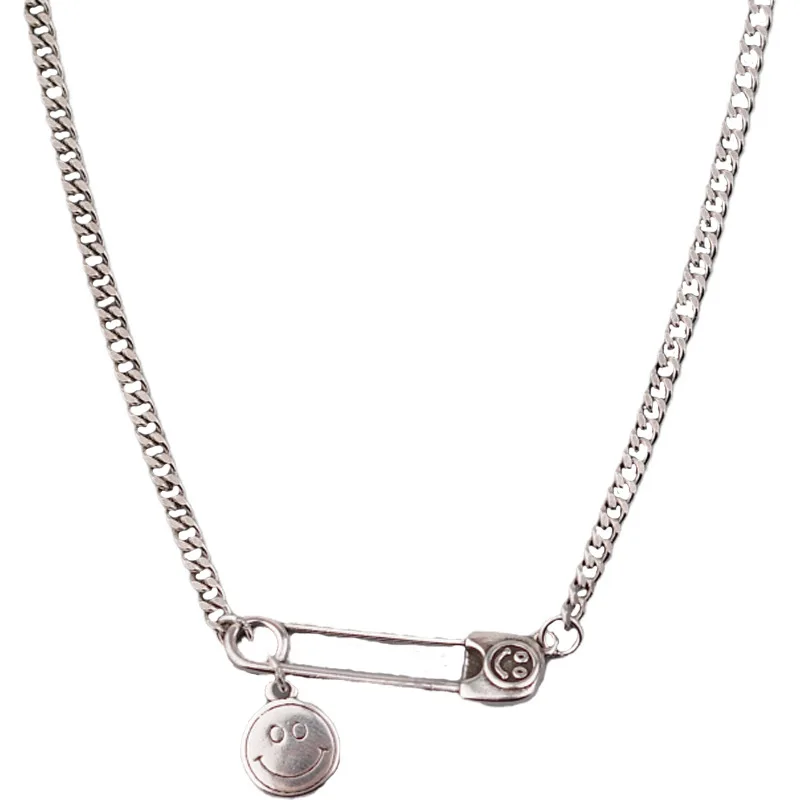 Mewanry 925 Sterling Silver Sweater Necklace for Women Fashion Vintage Party Creative Pin Smiley Pendant Jewelry Birthday Gifts - Image 2