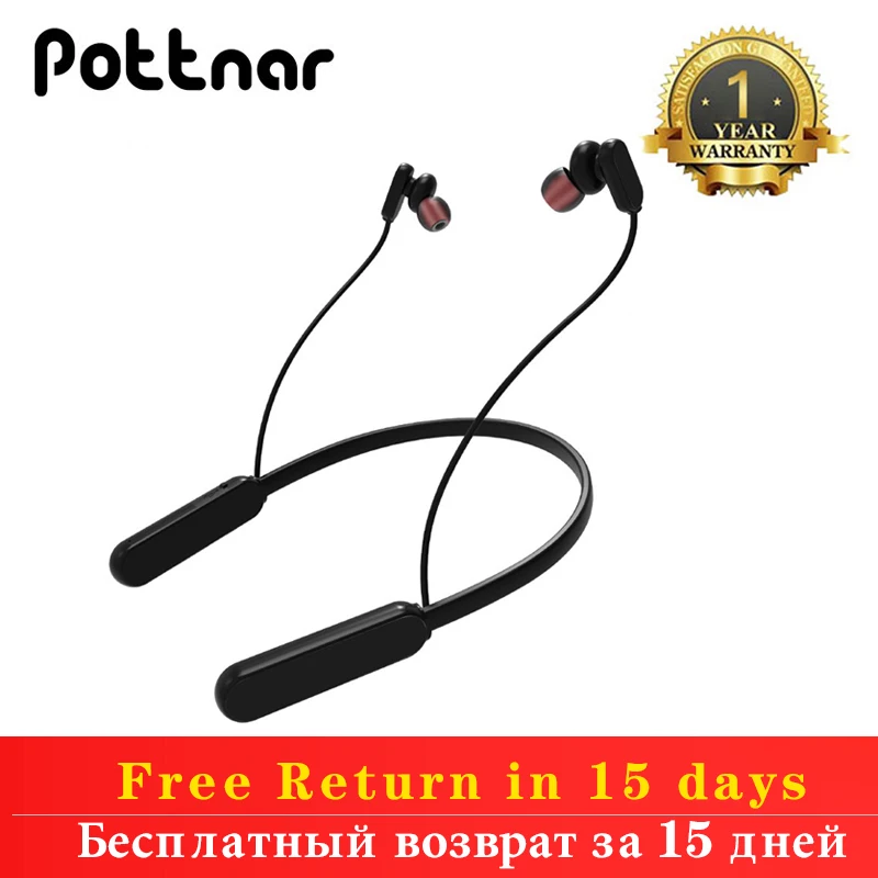 

Pottnar 2020 New Neckband Headphone Bluetooth 5.1 Earphones Wireless Headset Voice Control Deep Bass cVc 6.0 12H For Driving