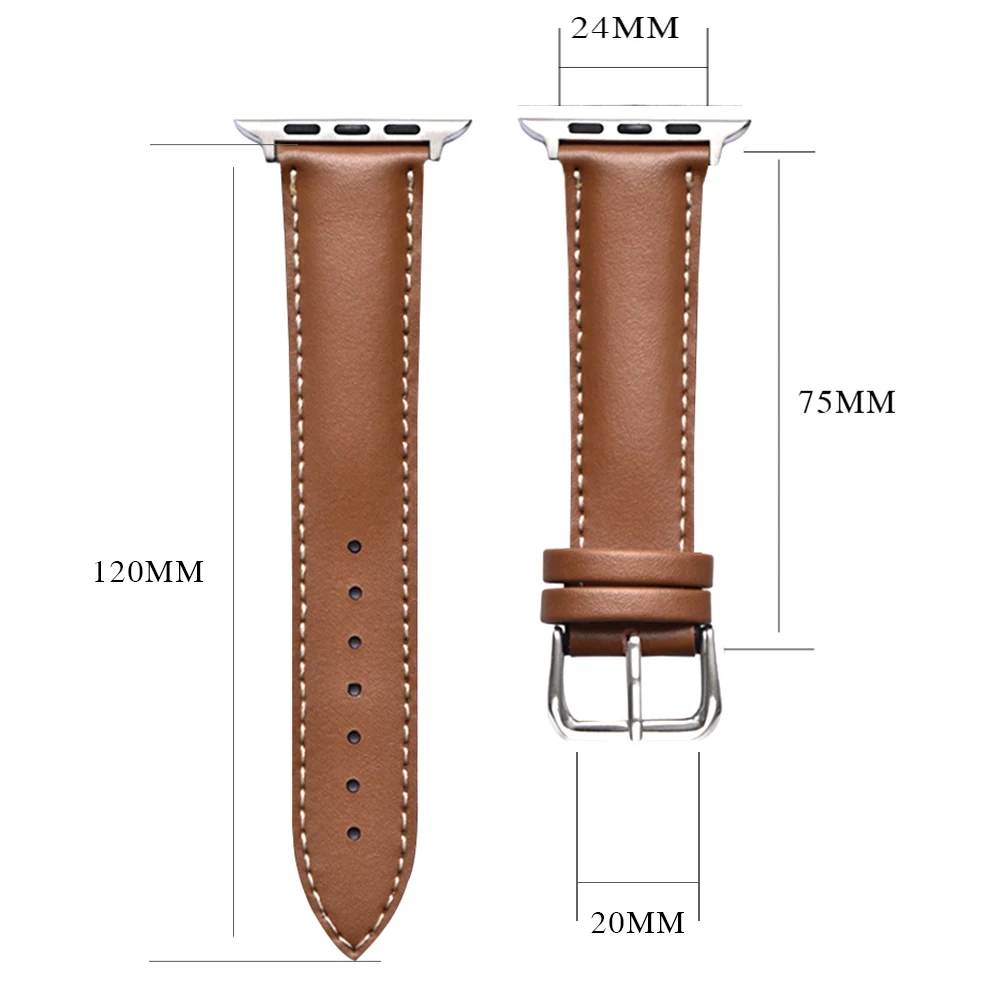 Ремешок Apple watch band series для 2 3 4 5 6 iwatch кожаный мужской и женский браслет 38 мм 40 44 42