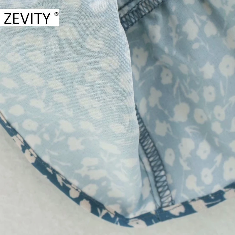 ZEVITY New women sweet v neck floral print elastic waist mini dress female short sleeve agaric lace vestidos chic dresses DS4431