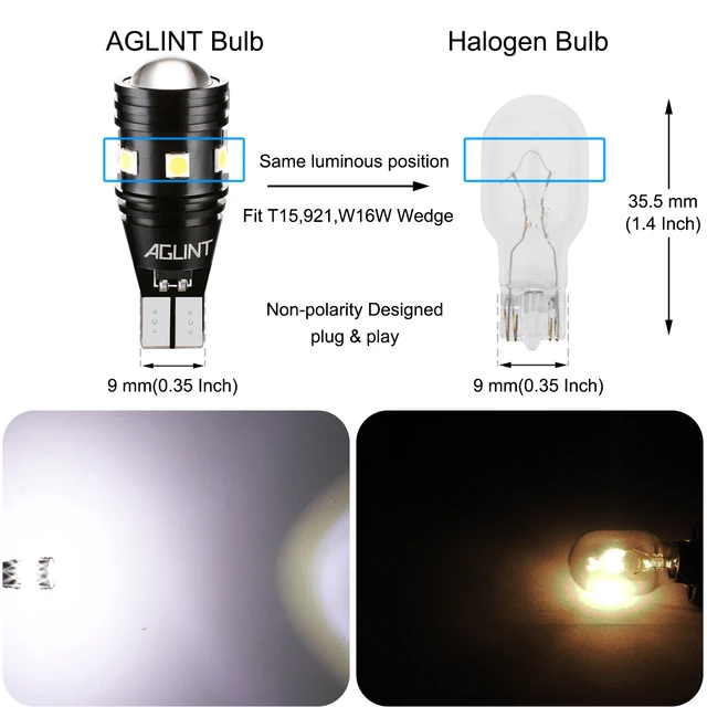  AGLINT T15 W16W LED Ampoule CANBUS Sans Erreur 22SMD 912 921  Ampoules Pour Auto LED Sauvegarde Inversée Ampoule, Xenon Blanc