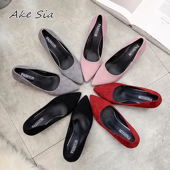 

2020 autumn new Korean version of the pointed lady sexy high heels black with thick with wild single shoes women shoes s070
