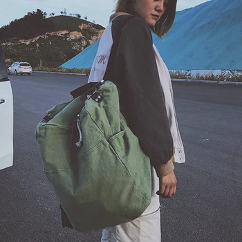 

LJL-College Wind Backpack Female Canvas Student Bag Simple Han Tide Backpack Large Capacity Backpack