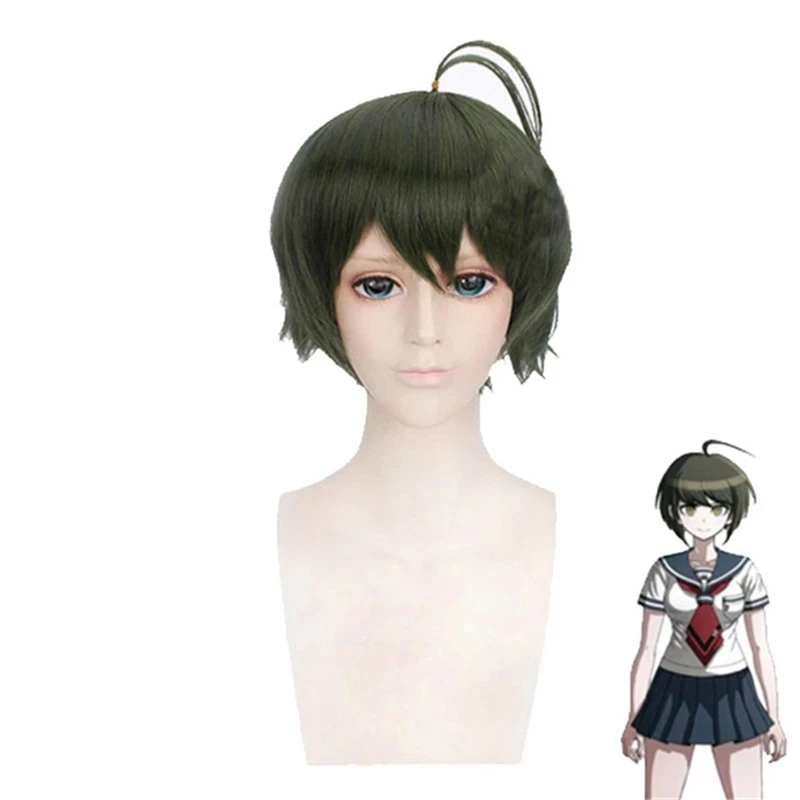 Парик для косплея из Game Danganronpa Naegi Komaru термостойкий темно-зеленый Хэллоуина