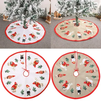

90cm Christmas Tree Skirt Girl Boy Ornament Fleece Round Carpet Floor Mat Xmas New Year Party Decoration