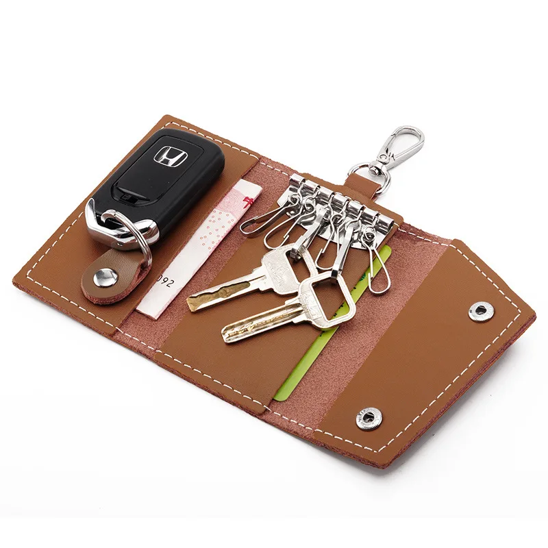 

100% Genuine Leather Key Holder Wallet Fashion Men Women Key Organizer Wallet Multi Function Case Housekeeper Holders