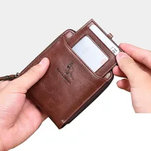

Men Leather Wallet Zipper Coin Purse Small Mini Credit Card Holder Male Classic Fashion Pocket Wallet RFID Blocking