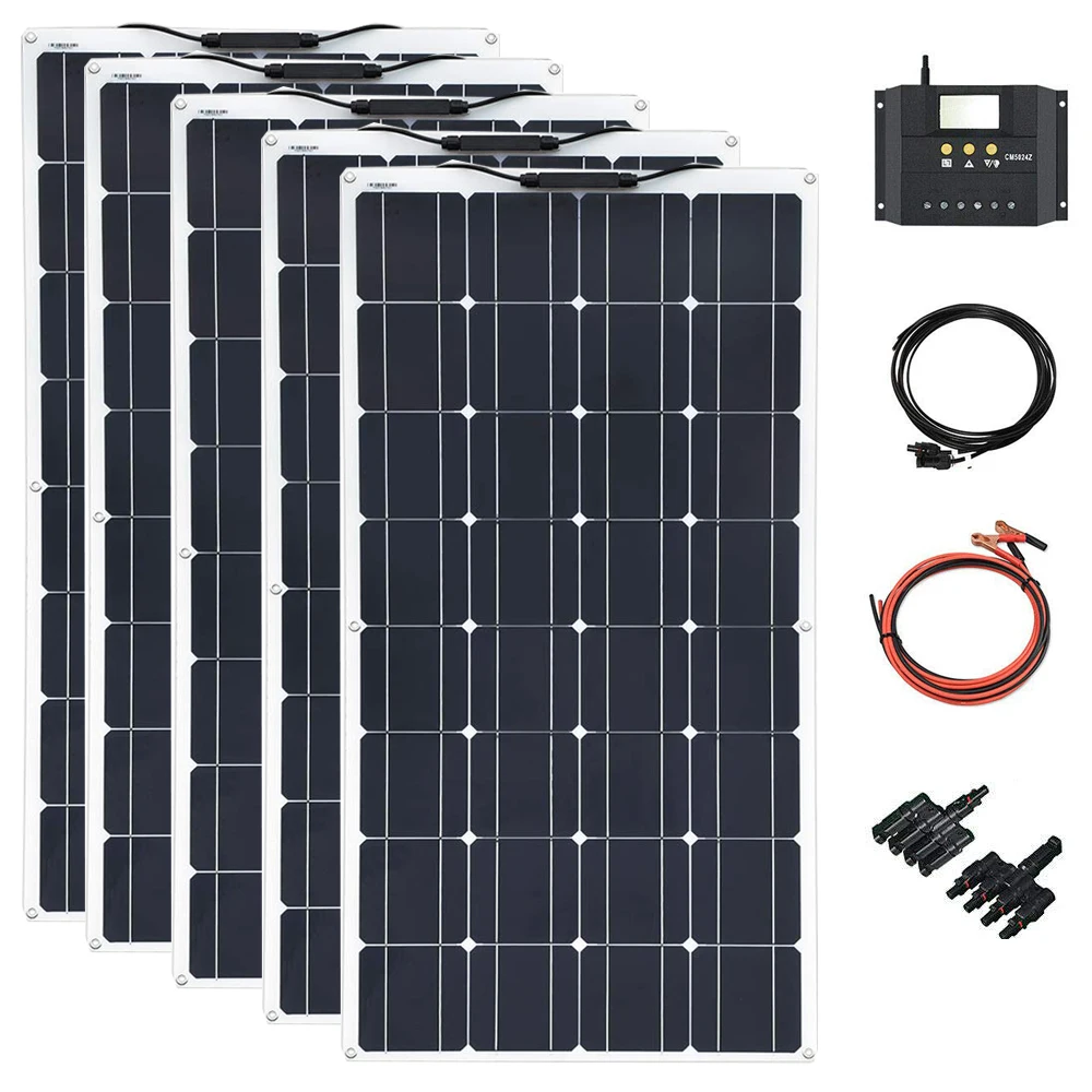 

Xinpuguang 500w semi flexible solar panel home system 5 PCS 100WDIY portable Solar Charger Kits PV For Marine RV Boat car