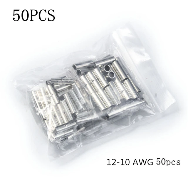 50pcs 50/100/150 шт. провода соединитель AWG 22-10 Медь Луженая сращивания обжимной терминал рукав голый терминалы обжимные соединители комплект - Цвет: 50pcs