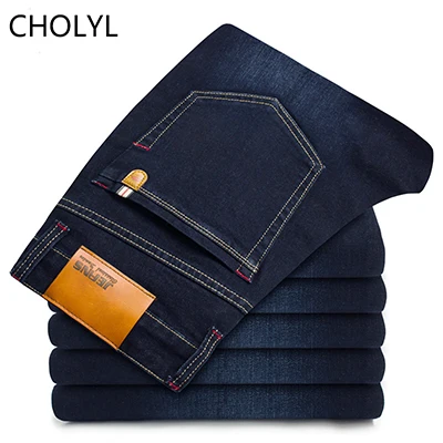 black blue CHOLYL мужские брендовые джинсы Модные мужские повседневные облегающие прямые высокие Стрейчевые ноги обтягивающие джинсы мужские синие горячие продажи мужские брюки - Цвет: black blue