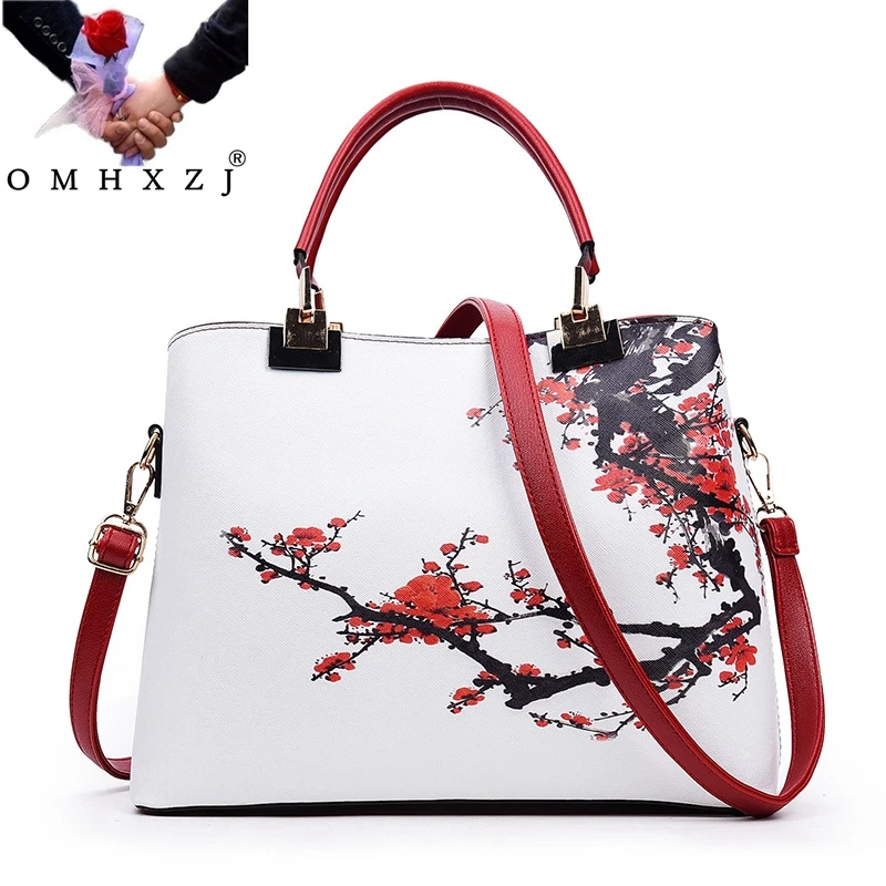 

OMHXZJ Wholesale Fashion Superior Hot Women Ladies Chinese Style Flower PU Leather Shoulder Crossbody Travel Bags Handbags BB43
