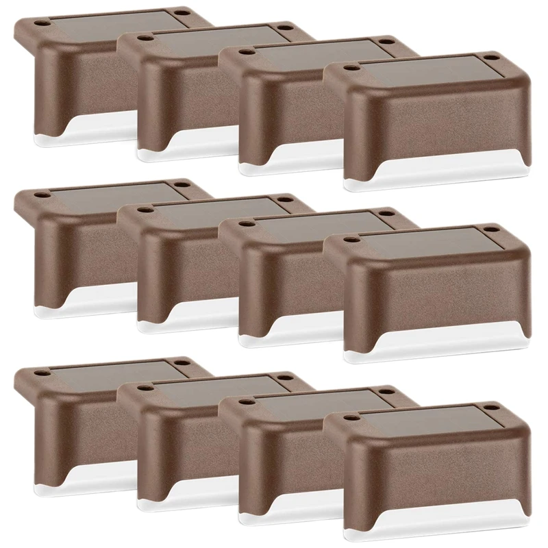 

HHO-12 Pcs Solar Deck Lights Waterproof Led Solar Lamp for Outdoor Pathway Yard Patio Stairs Step and Fences Warm White