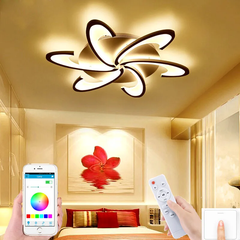 

Factory direct Nordic modern minimalist living room bedroom LED ceiling lamp windmill hotel lamp APP intelligent ceiling lamp