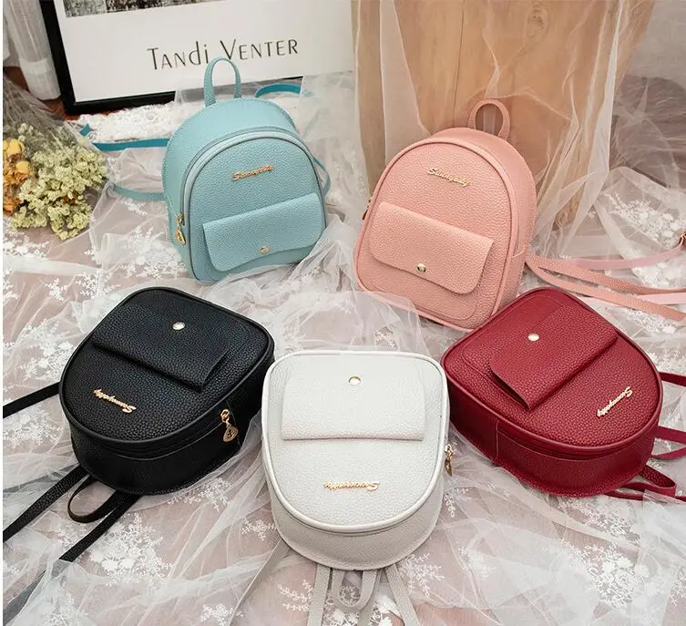 

Mini Backpack Women PU Leather Shoulder Bag For Teenage Girls Kids Multi-Function Small Bagpack Female Ladies School Backpack