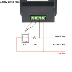 Цифровой измеритель напряжения переменного тока с ЖК-панелью 110V ~ 250V силовой амперметр